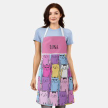 Cute Cat Mom Personalized Apron
