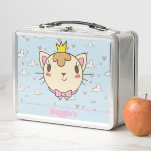 Cute Cat Monogrammed Lunch Box