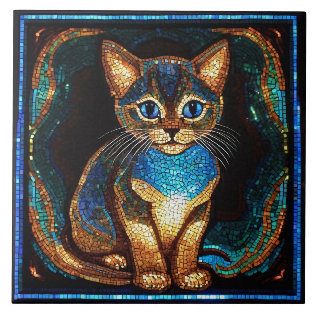Cute Cat Mosaic Tile (Front)
