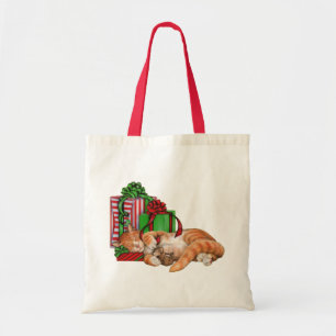 Cute Cat, Mouse and Christmas Presents Tote Bag