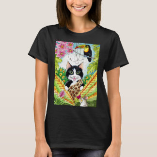 Cute Cat mouse toucan orchid jungle tee shirt