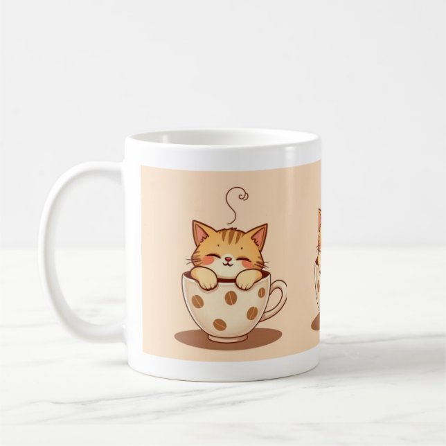 Cute Cat Mug Coffee or Tea (Left)
