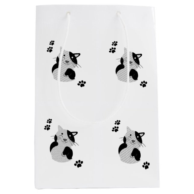 Cute Cat Mug Medium Gift Bag (Front)