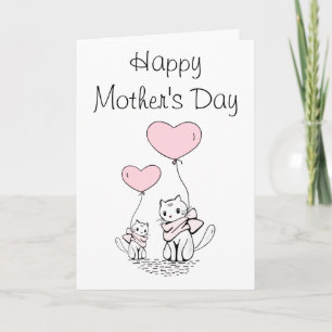 Cute Cat Mum and Baby Mother's Day Card