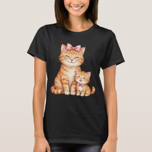 Cute Cat Mum and Kitten T-Shirt - Orange Tabby Cat