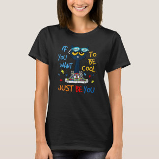 Cute Cat Mum Be Kind Autism Awareness Special Educ T-Shirt