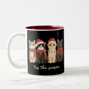Cute Cat Mum Christmas Cats Lover Gift Funny Xmas Two-Tone Coffee Mug