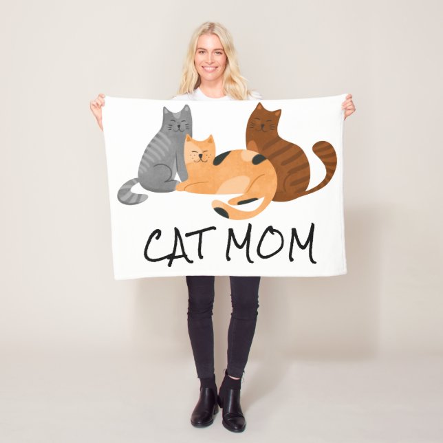 Cute Cat Mum  Fleece Blanket (In Situ)