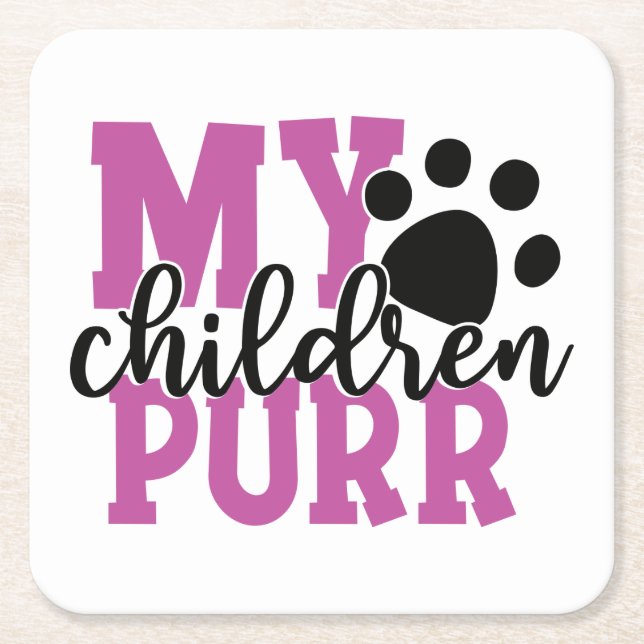 Cute Cat Mum Gifts Children Purr Kitty Paw Feline  Square Paper Coaster (Front)