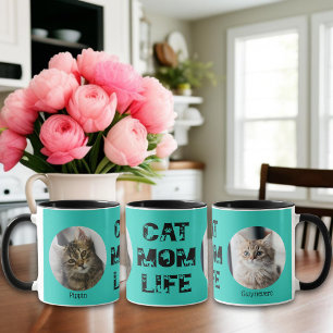 Cute Cat Mum Life Custom Pet Photo Mother's Day Mug