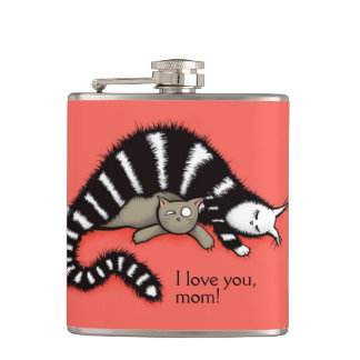 Cute Cat Mum Love Family Hip Flask