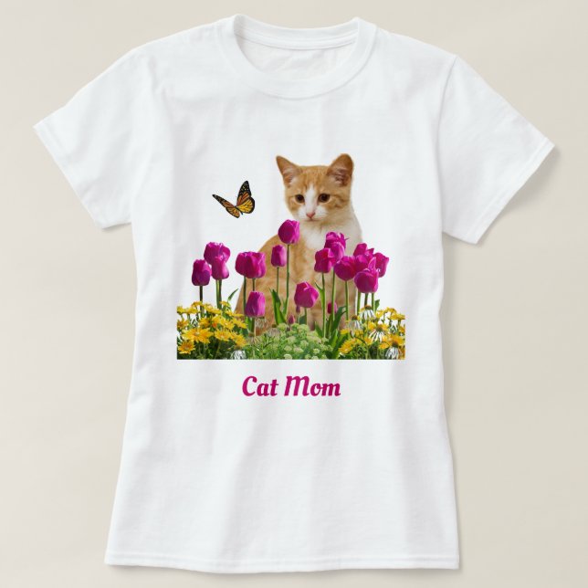 Cute Cat Mum / Orange Tabby Cat White T-Shirt (Design Front)