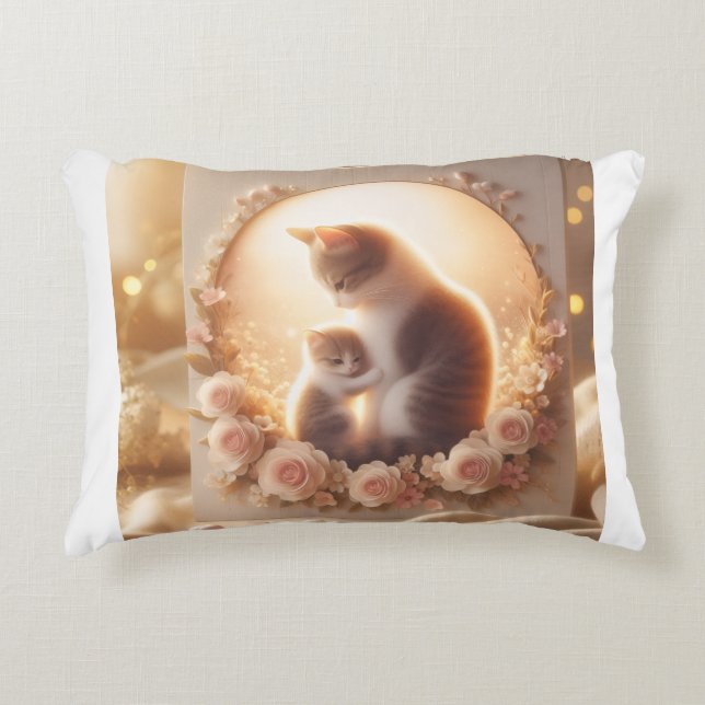 Cute Cat Mum Throw Pillow – Gift for Mum (Front)