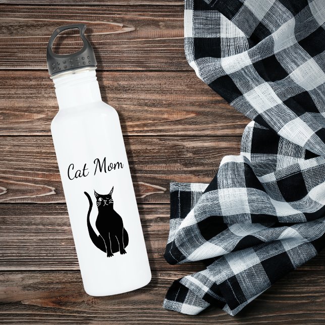 Cute Cat Mum Winking Black Kitty Cartoon   710 Ml Water Bottle (Creator Uploaded)