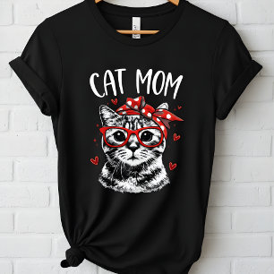 Cute Cat Mum with Glasses & Bandanna Women's T-Shirt