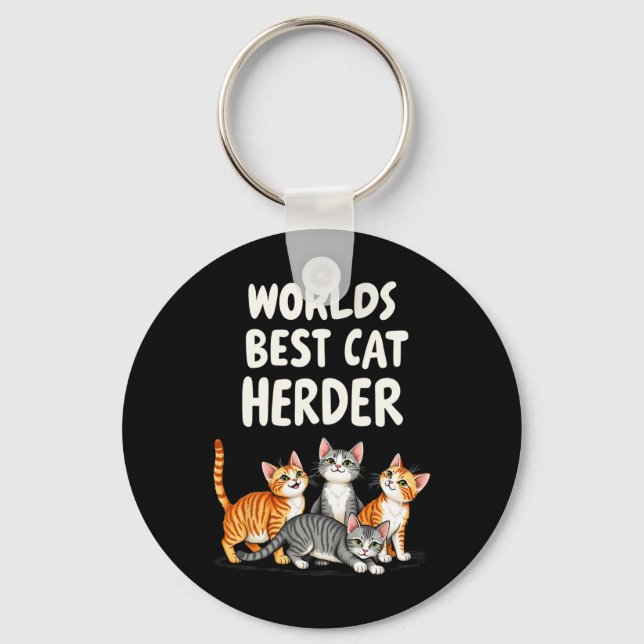 Cute Cat Mum Worlds Best Cat Herder Funny  Key Ring (Front)