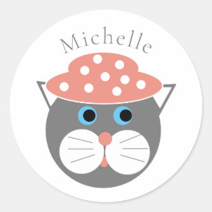 Cute Cat Name  Classic Round Sticker