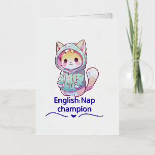 Cute Cat Nap Champion Too T-Shirt Foil Greeting Card
