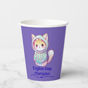 Cute Cat Nap Champion Too T-Shirt Paper Cups