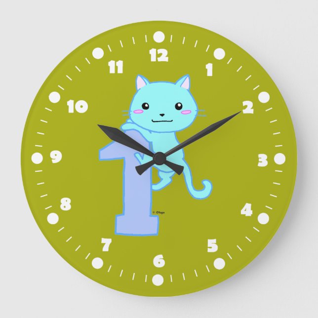 cute cat number 1 large clock (Front)
