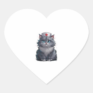 Cute Cat Nurse. Nurse Day Special Cat Nursing  Heart Sticker