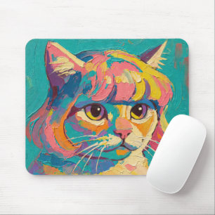 Cute Cat Oil Painting (#5) Mouse Mat