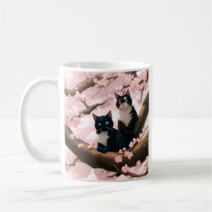 Cute Cat On A Cherry Blossom Tree Coffee Mug