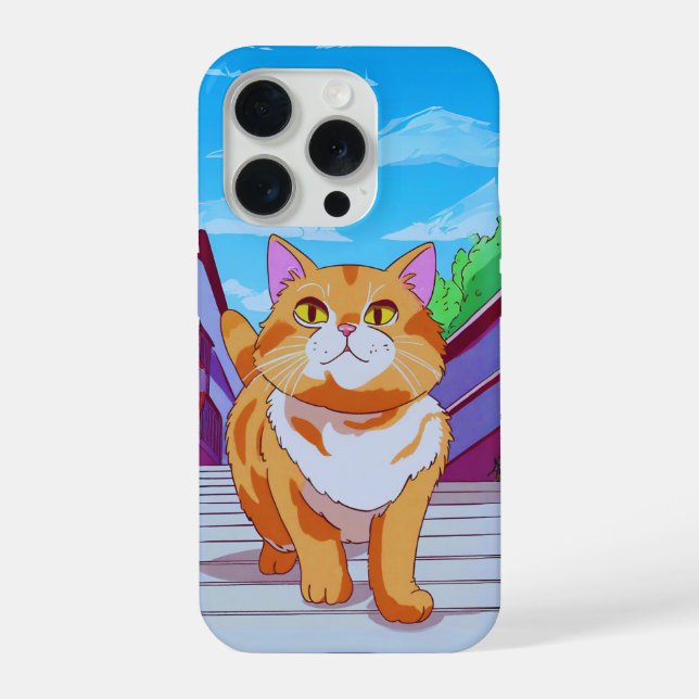Cute cat on an adventure iPhone case (Back)