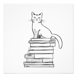 Cute Cat on Books Photo Print