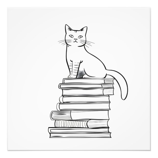 Cute Cat on Books Photo Print (Front)