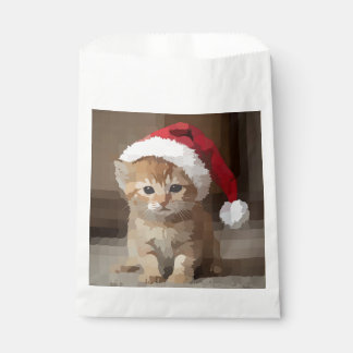 Cute cat on Christmas Eve. Favour Bags