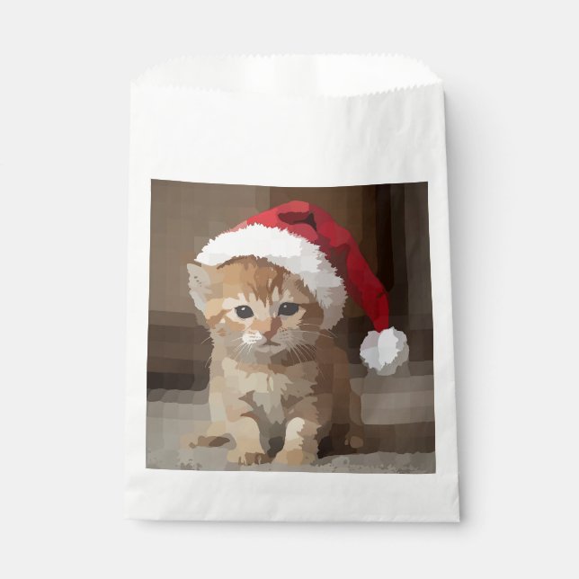 Cute cat on Christmas Eve. Favour Bags (Front)