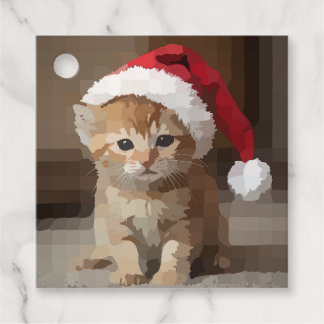 Cute cat on Christmas Eve. Favour Tags