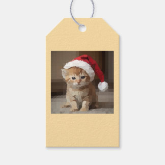 Cute cat on Christmas night. Gift Tags