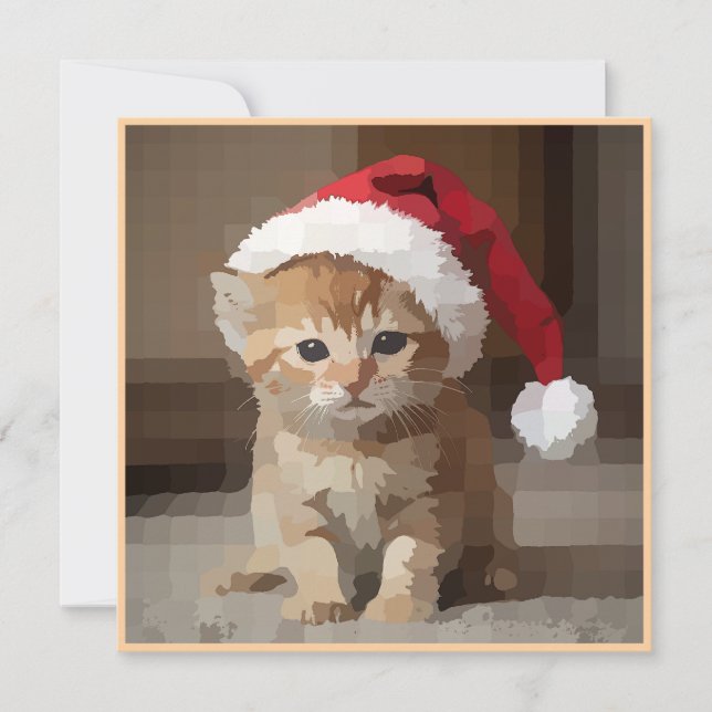 Cute cat on Christmas night. Invitation (Front)