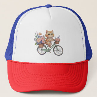 Cute Cat on Floral Bike Hat – Fun Gift for Cat Lov