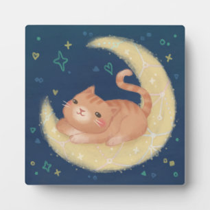 Cute Cat on the Moon Plaque