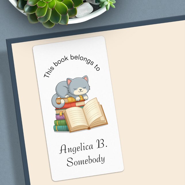 Cute Cat on top of a Book Stack - Bookplate (Creator Uploaded)