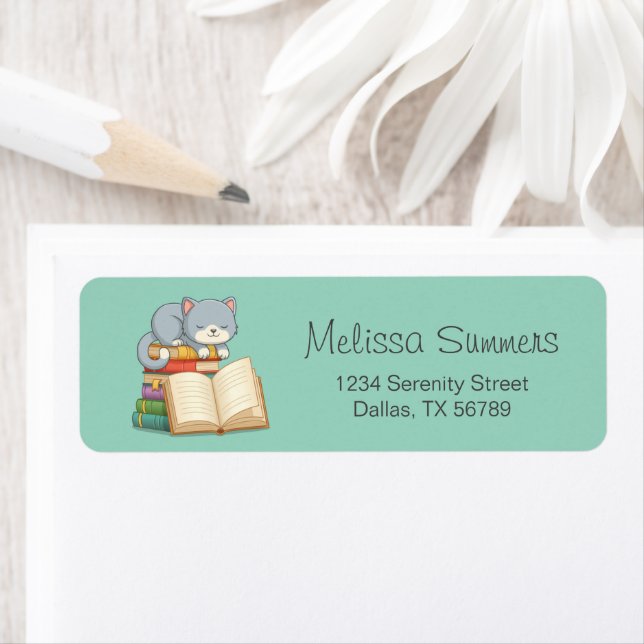 Cute Cat on top of a Book Stack on Green (Insitu)