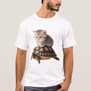 cute cat on turtle Copy T-Shirt