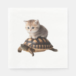 cute cat on turtle napkin