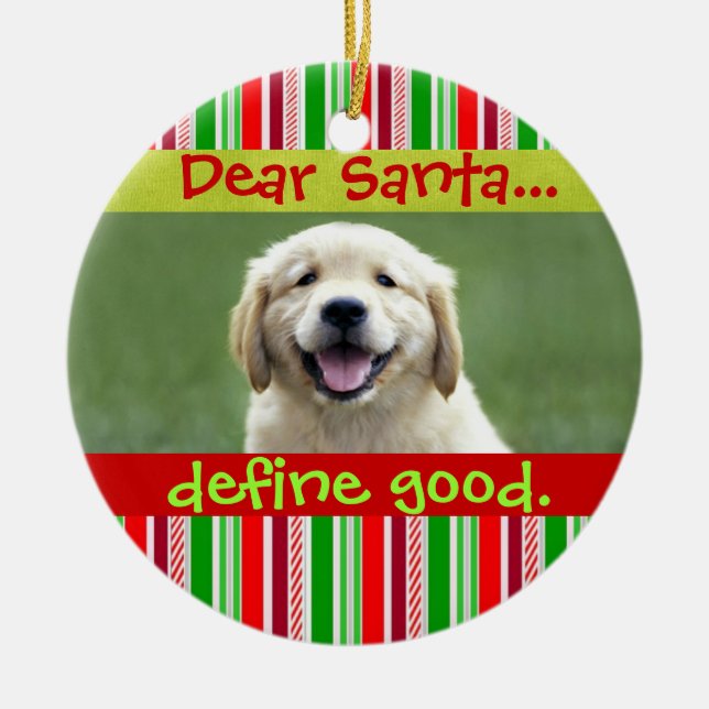 Cute Cat or Dog Pet Christmas Photo Ornament (Front)