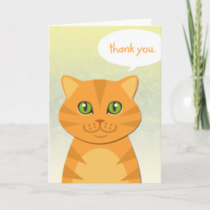 Cute Cat Orange Tabby Thank You Greeting Card