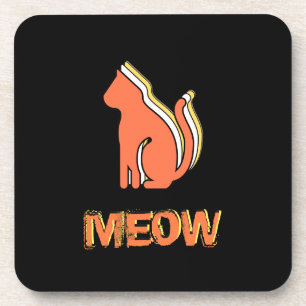 Cute Cat, Orange & Yellow Animal, Abstract Pop Art Coaster