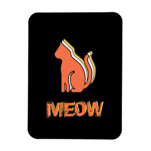 Cute Cat, Orange & Yellow Animal, Abstract Pop Art Magnet