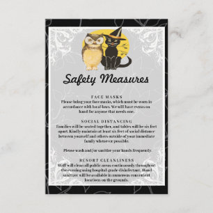 Cute Cat & Owl Halloween Wedding Safety Measures Enclosure Card