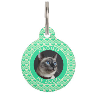 Cute Cat Owner Gift Chevron Print Pet Tag