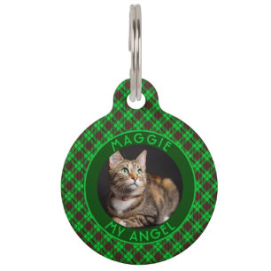 Cute Cat Owner Gift Gingham Pattern Pet Tag