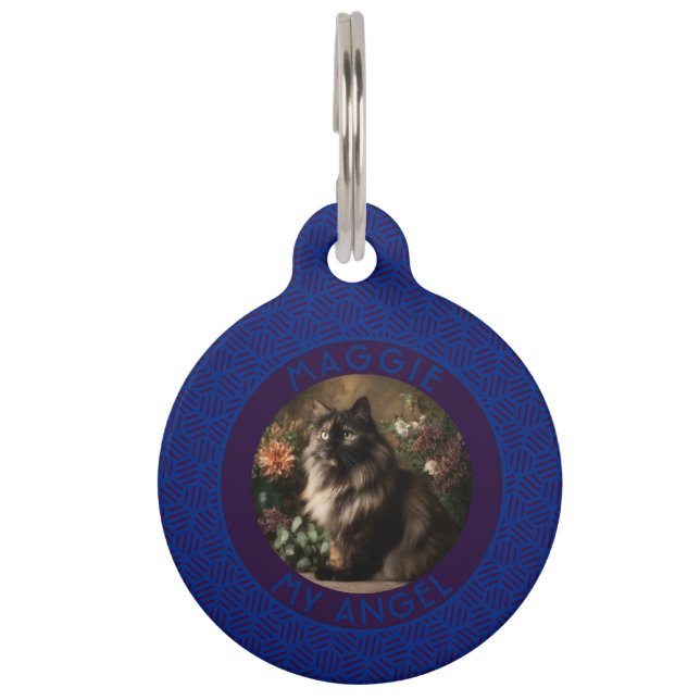 Cute Cat Owner Gift Hexagon Pattern Pet Tag (Front)