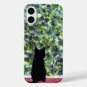 Cute Cat Painting, Black Cat iPhone 16 Plus Case